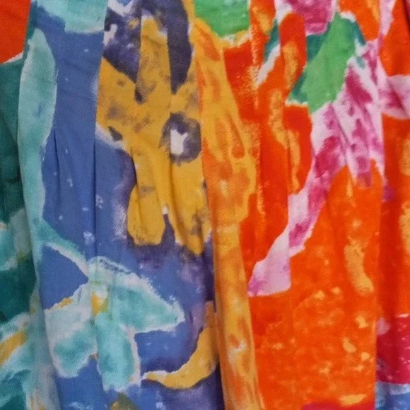 Lauren Ralph Lauren Skirt 22W Watercolor Floral Leaf Print Vibrant Art to Wear - Picture 5 of 12